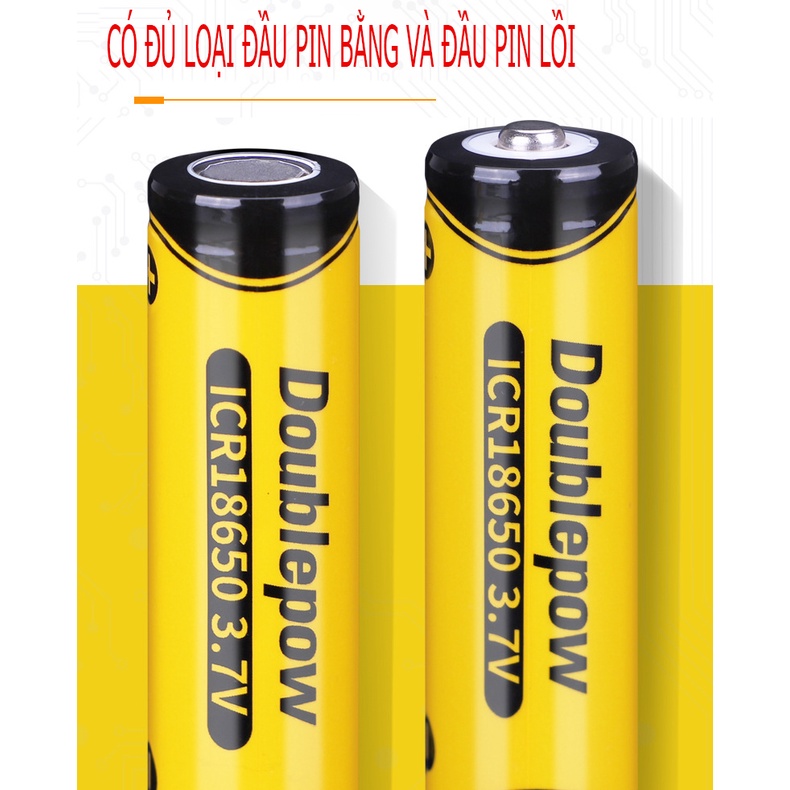 Pin sạc 18650 3,7V - 1200mAh (vàng) chính hãng Doublepow công suất cao - Hàng xuất khẩu