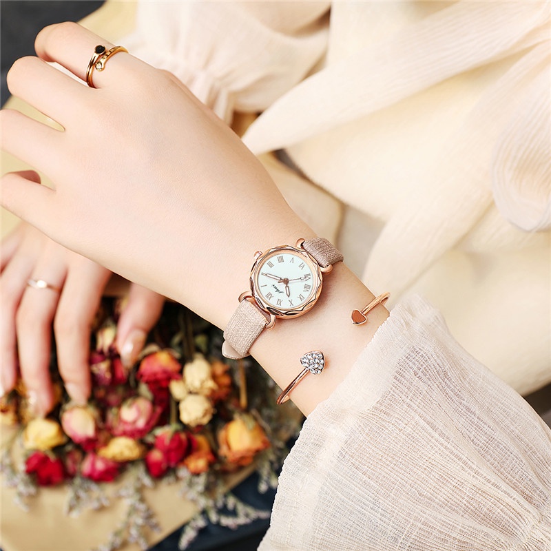 Đồng Hồ Quartz Dây Da Thời Trang Cho Nữ