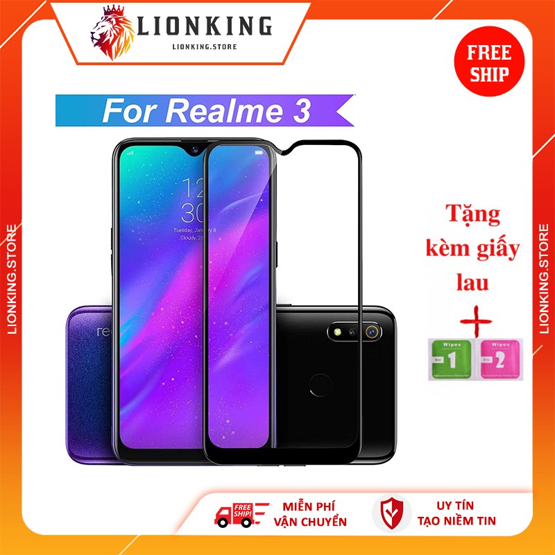 Cường lực REALME 2, REALME 3, REALME C2, REALME 5, REALME 6, REALME C11, REALME V15 Tặng kèm giấy lau kính khô và ướt