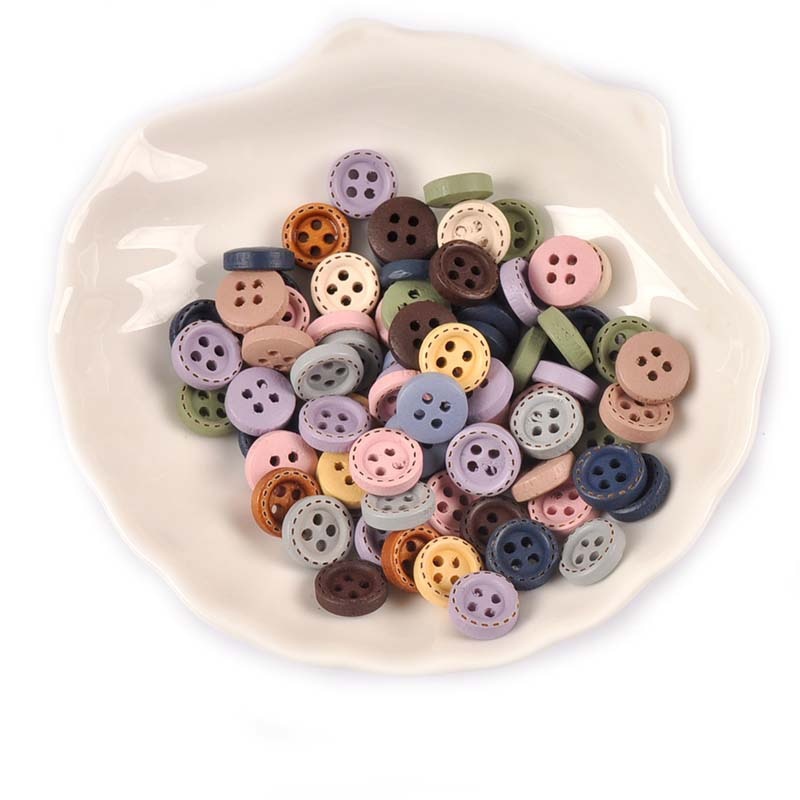 100 Nút Gỗ 10mm Nhiều Màu Sắc