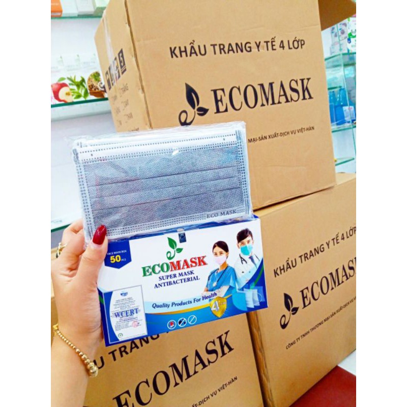 KHẨU TRANG Y TẾ CAO CẤP KHÁNG KHUẨN 4 LỚP ECOMASK (HỘP 50 CÁI)