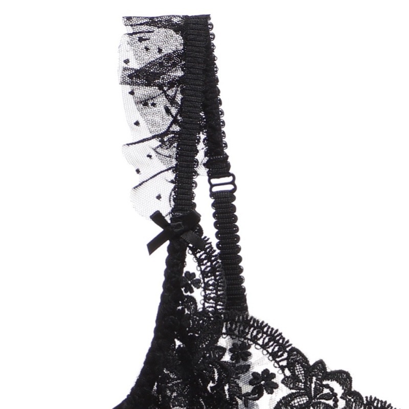 DUNEA Áo Lót Ren Siêu Mỏng Thêu Họa Tiết Xương Cá Phối Gọng Thép Cho Nữ