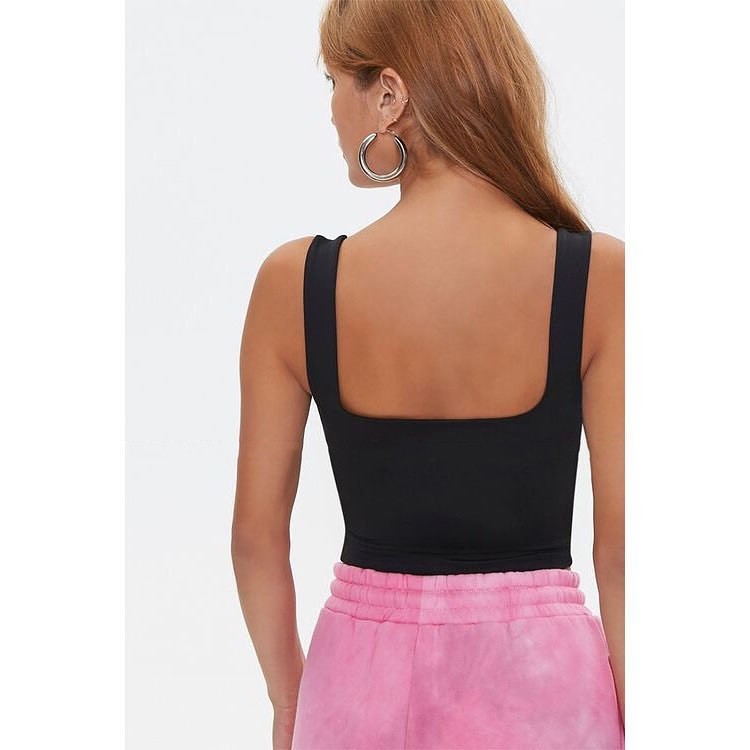 Áo Croptop Nữ Cổ Vuông Vnxk Hãng F21 x Barbie /  Chất Thun Spandex / Co Giãn / Màu Trắng / Màu Đen