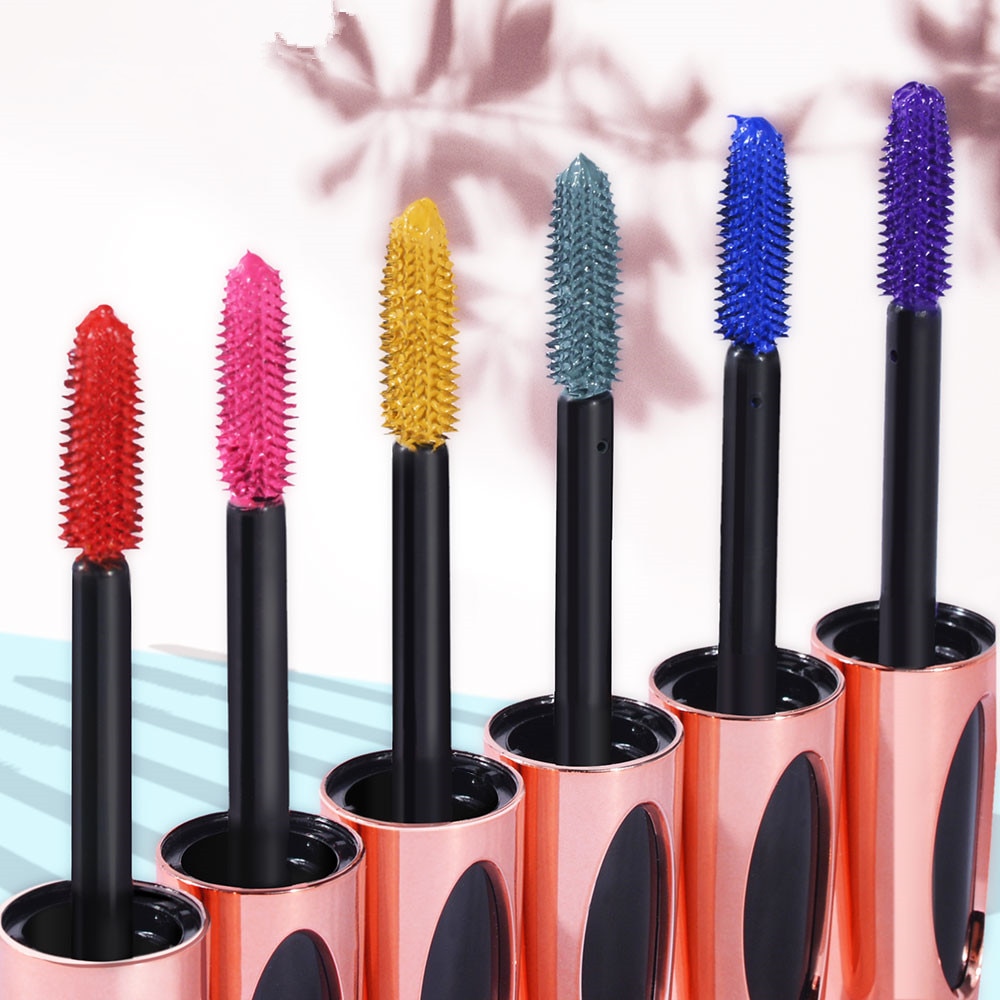 Nhiều màu sắc Mascara 4D Không thấm nước Kéo dài Dày cong Màu xanh lam Vàng Đen Sợi tơ tằm Nối mi Mascara Lông mi Làm dày Màu mắt Trang điểm