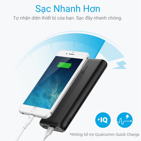 Sạc dự phòng Anker 20.100mAh A1271 new fullbox, công nghệ IQ, sạc 2 thiết bị cùng 1 lúc