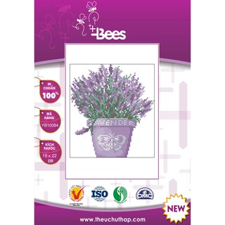 Mẫu thêu chữ thập in sẵn 100% bình hoa lavender