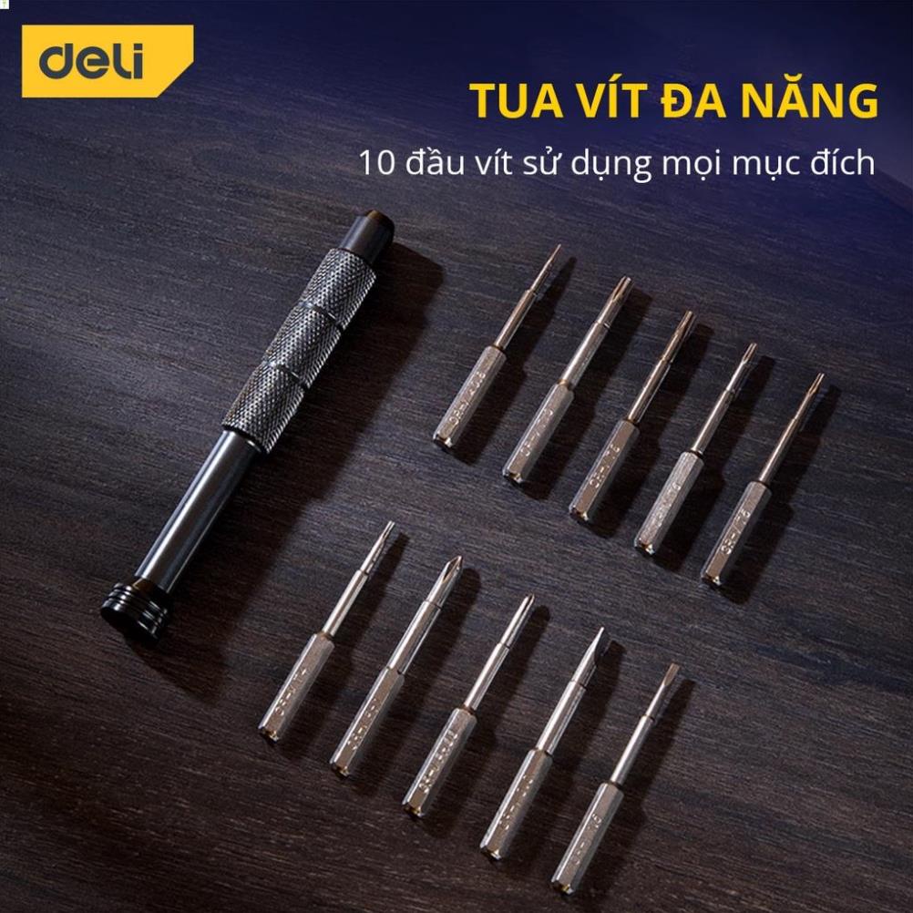 Bộ Tua Vít Sửa Chữa Deli 10 Đầu Vít Đa Năng Cao Cấp - Chất Liệu Siêu Bền - Sử Dụng Nhiều Mục Đích - DL240011L .