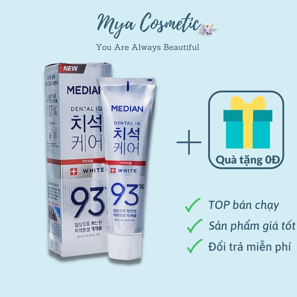 Kem đánh răng Hàn Quốc Median Dental  IQ 93% 120g hỗ trợ làm trắng bảo vệ men răng Mya Cosmetic