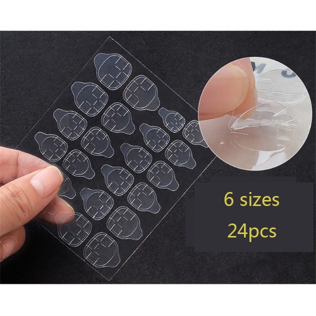 Keo dán móng giả bằng silicon trong suốt, loại 12 miếng dán MINIGIRL KE2