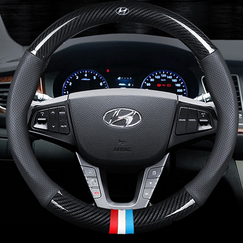 Bao da vô lăng xe hơi Hyundai chất liệu sợi cacbon FS015