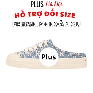 sục nữ bệt mũi vuông họa tiết xanh