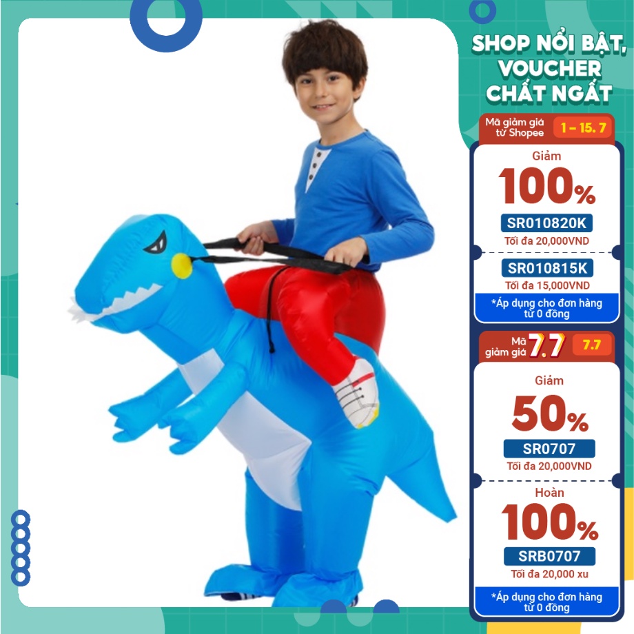 Bộ Đồ Cosplay Khủng Long T-Rex Bơm Hơi Cho Trẻ Em và Người Lớn Vui Nhộn mùa HALLOWEEN Giáng Sinh Cosplay
