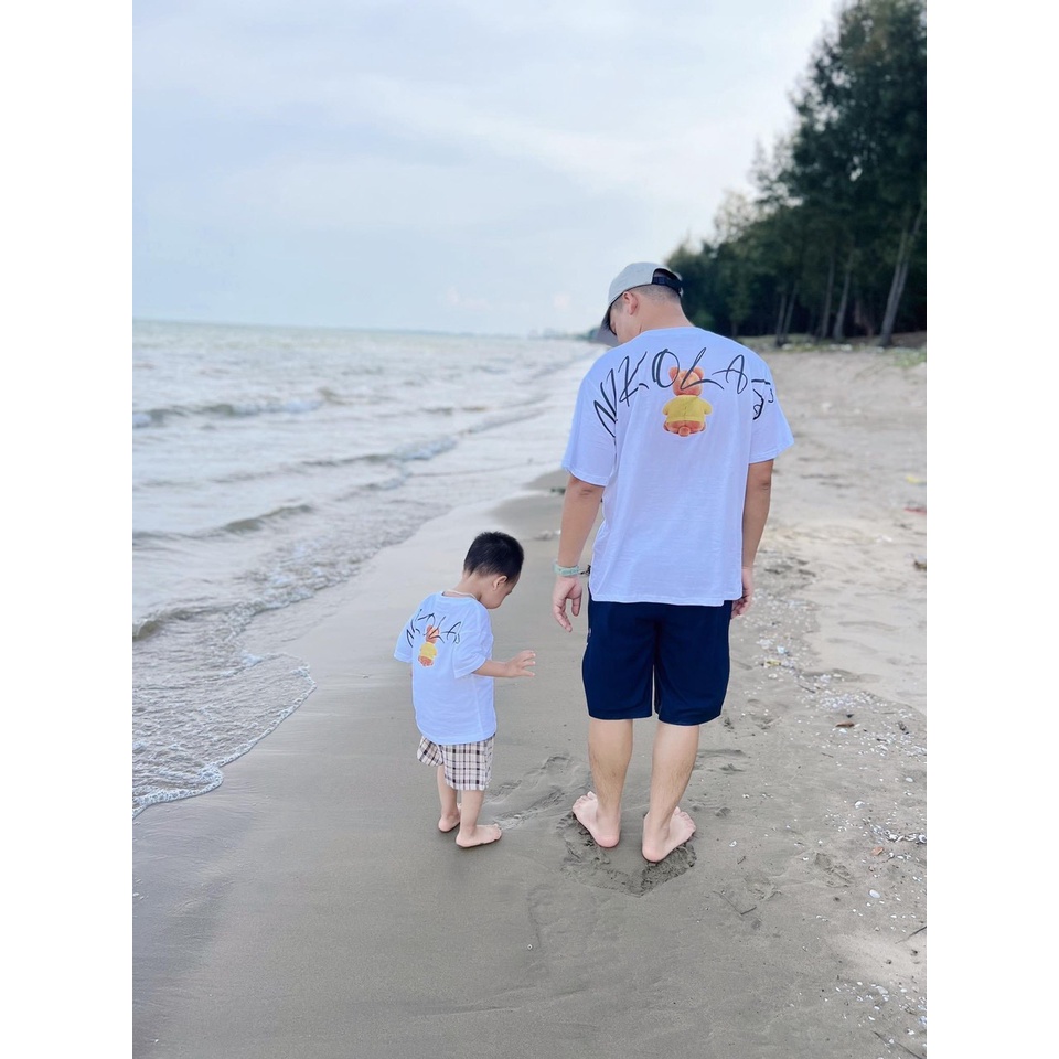 Áo thun tay lỡ, cồ tròn cho bé và gia đình họa tiết Niko Las vải cotton mềm mịn, thoáng mát – Sammy_VN