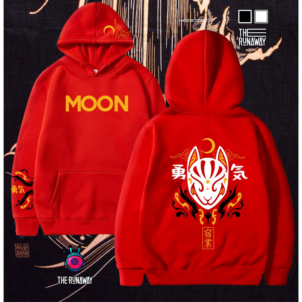 Áo Hoodie Urban Kitsune 2: Moon (Đỏ) Nỉ bông cho Nam/ Nữ by The Runaway