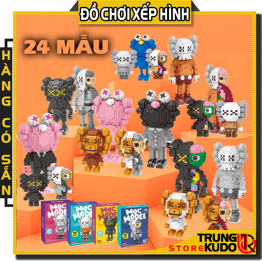 [Mã LIFE1404ALL giảm 10% đơn 50K] Mô hình Kaws 3D dạng Đồ chơi xếp hình Kaws 24 Mẫu làm quà tặng, đồ Decor