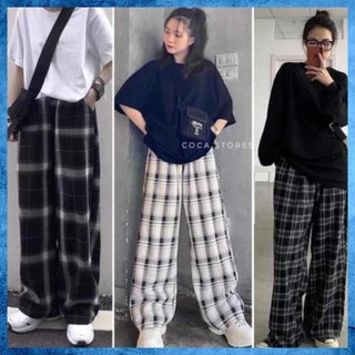 [Freeship] Quần CARO PANT Unisex Ống Suông Rộng Cạp Chun Hack Chân Tôn Dáng Chất Vải Thô Kẻ Màu Cực Ngầu
