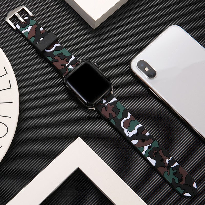Dây đeo thay thế jansin bằng silicone mềm nhiều màu sắc thích hợp cho apple watch 7 41mm 45mm 40mm 44mm 42mm 38mm