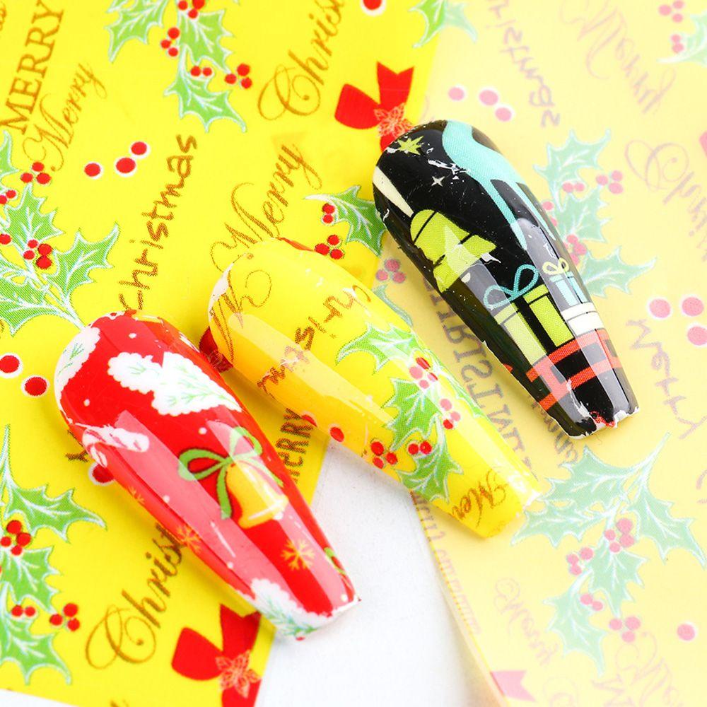 Set 10 Miếng Dán Lá Nhôm Hình Bông Tuyết Giáng Sinh Trang Trí Móng Nghệ Thuật DIY Dành Cho