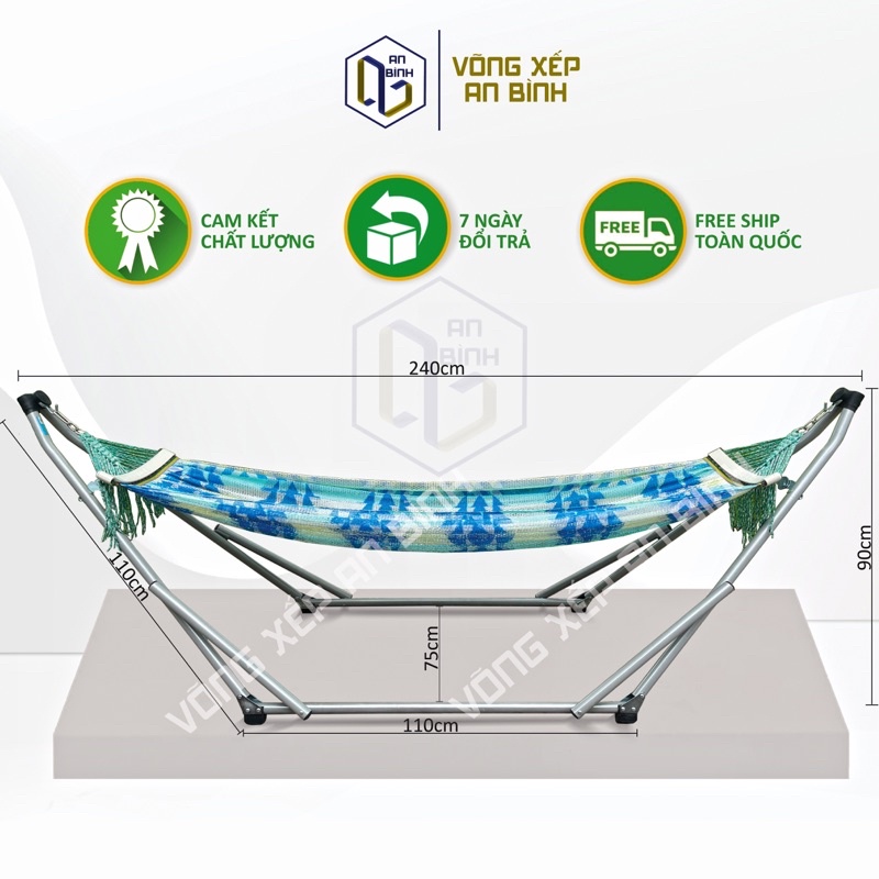 Bộ võng xếp An Bình xuất khẩu hàng nguyên thùng chịu lực 250kg SX1 - Hàng chính hãng