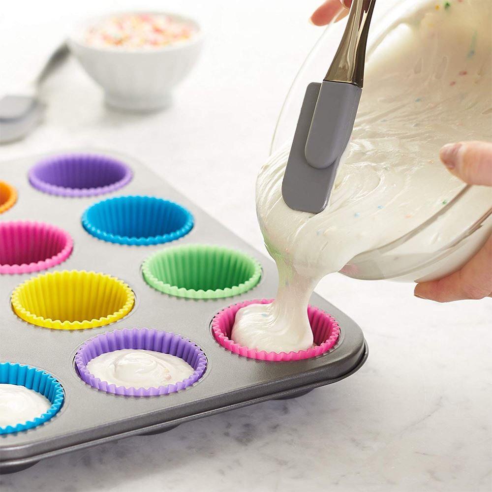 Set 12 Khuôn Silicone Làm Bánh Cupcake Nhiều Màu Tiện Dụng