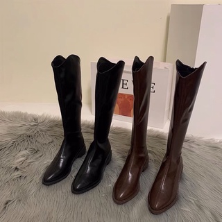 [Order - Có ảnh thật] Boot nữ, boot đùi nữ da mềm mũi nhọn đế cao 3.5p