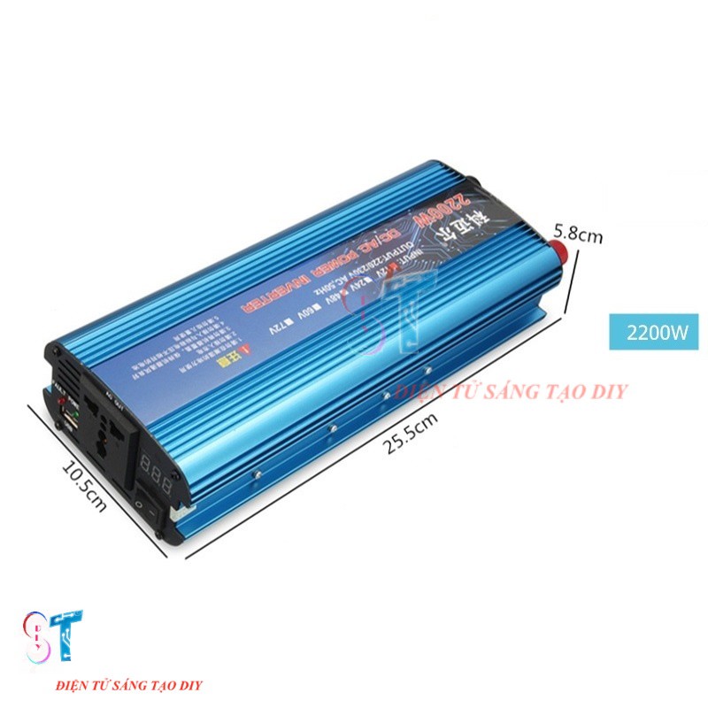 Bộ Inverter Kích Điện 12VDC Lên 220VAC Có LED Hiển Thị 2200W