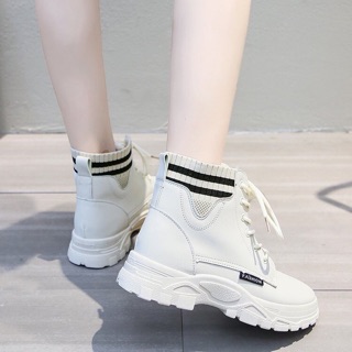 [ FREE SHIP 50K ] Giày bốt nữ cổ viền kẻ L