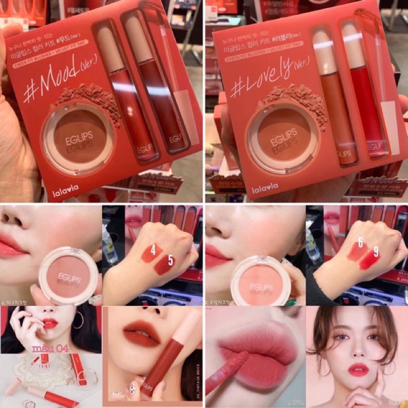 SET PHẤN MÁ + 2 SON EGLIP MÀU SIÊU YÊU
