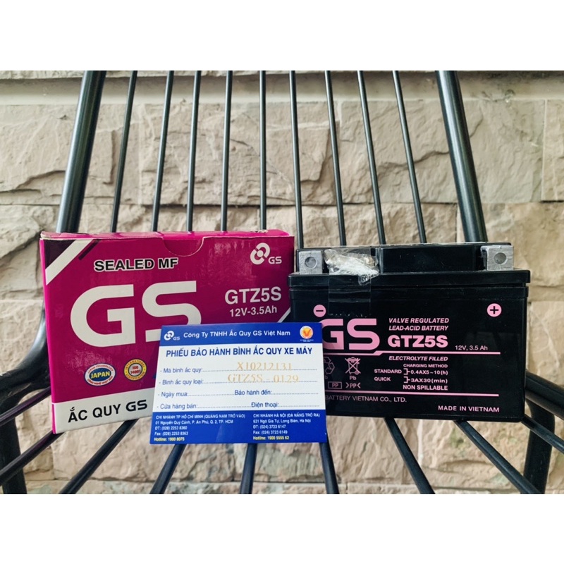 Ắc Quy GS GTZ5S 12V-3.5Ah Dành Cho Xe Wave RS, Airblade, Future Neo, Exciter