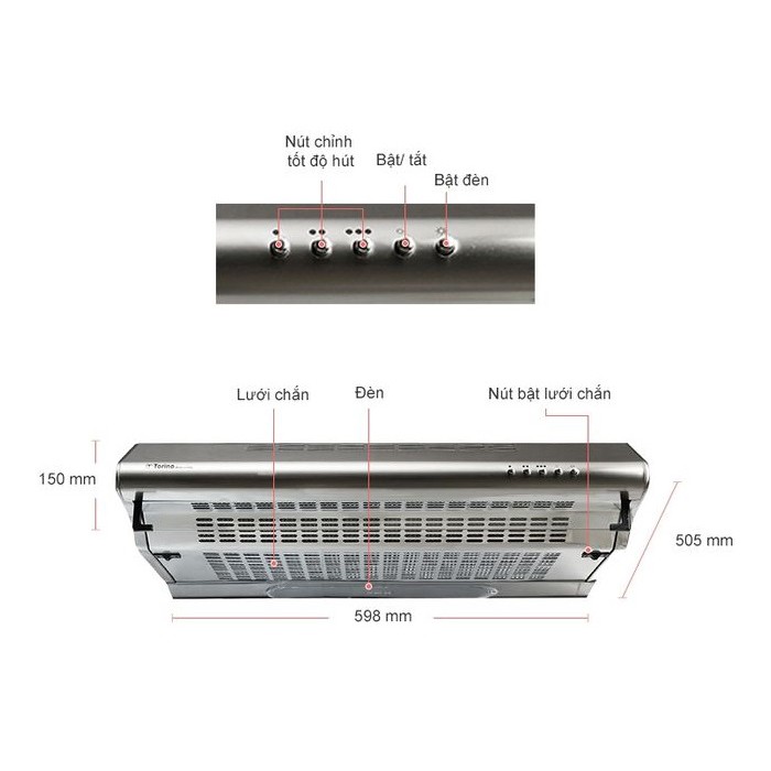 Máy hút mùi kiển cổ điển 70cm Torino FS 303 70 IX nhập khẩu Italy