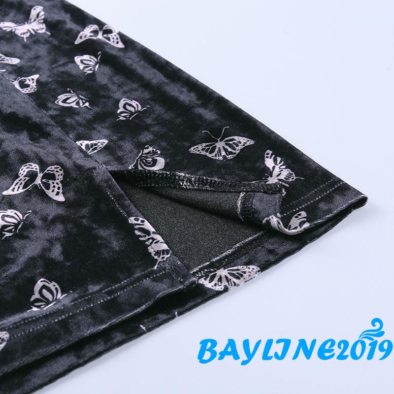 Chân Váy Xẻ Tà In Hình Bướm Thời Trang Dành Cho Nữ