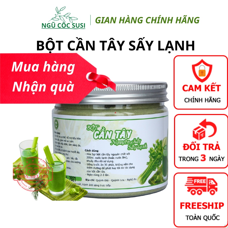 Bột Cần Tây Sấy Lạnh [CHÍNH HÃNG] Hôp 200gr Bột Cần Tây Sấy Lạnh Cao Cấp Giúp G.i.ả.m C.â.n Nh.anh, D.a X.inh, D.áng Đẹp