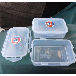 Bộ 2 hộp nhựa đựng thực phẩm hình chữ nhật trong suốt, có nắp cài, dung tích 1 lít H1000ML