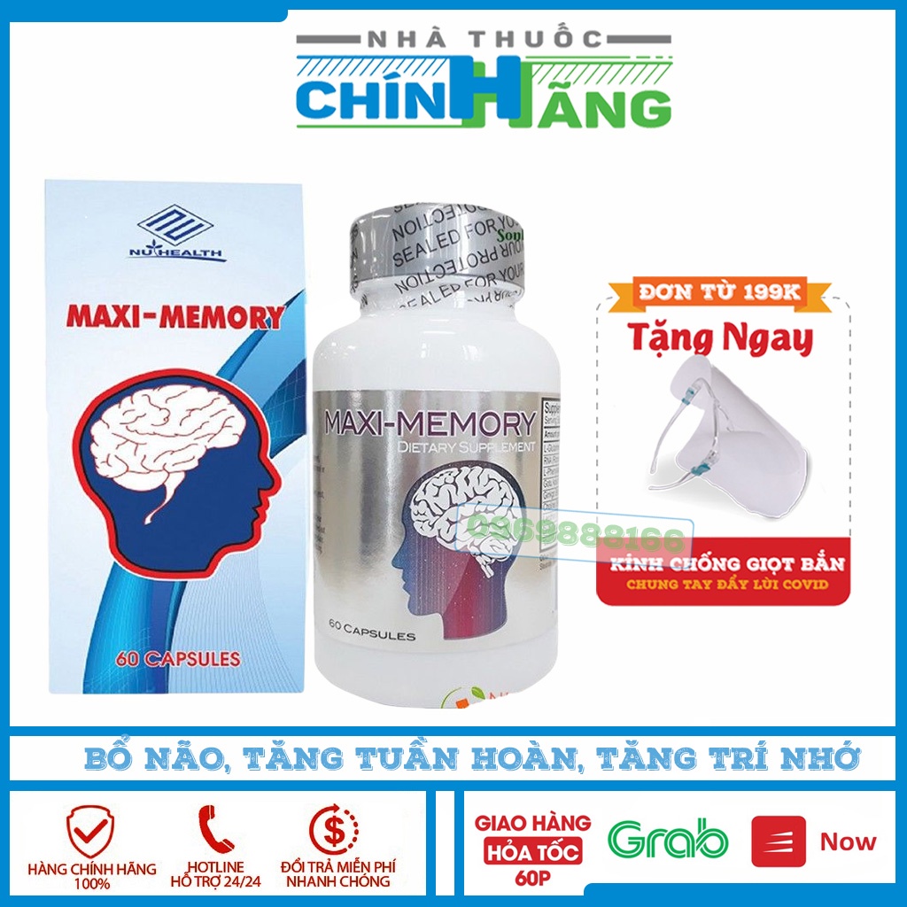 Viên uống MAXI-MEMORY lọ 60 viên - Giúp giảm thiểu năng tuần hoàn não, tăng cuờng trí nhớ