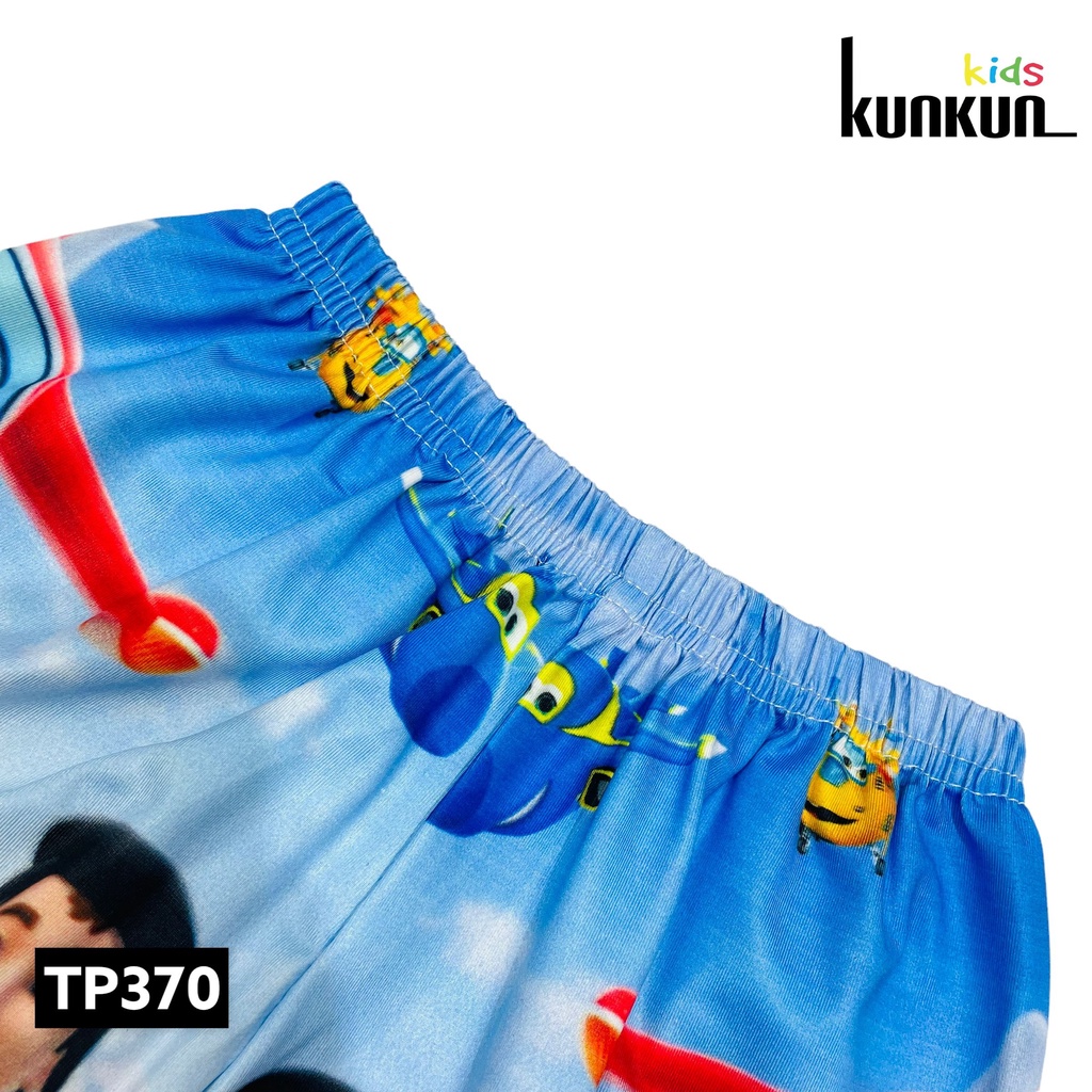 Quần áo bé trai in 3D super wings cộc tay size đại từ 10-60kg KunKun TP370 - Đồ bộ trẻ em thun lạnh co giãn 4 chiều