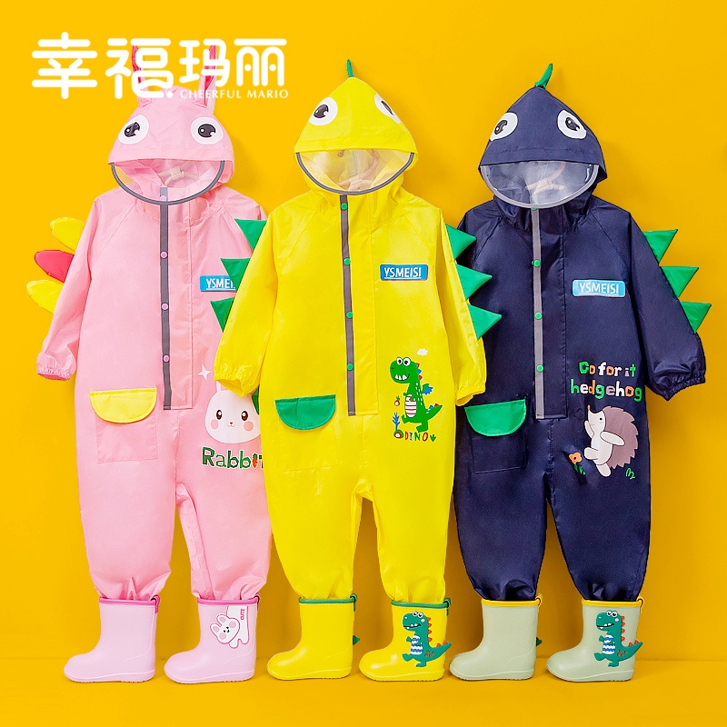 Áo mưa toàn thân CHEERFUL MARIO liền mảnh chống thấm nước thiết kế đáng yêu dành cho trẻ em mẫu giáo
