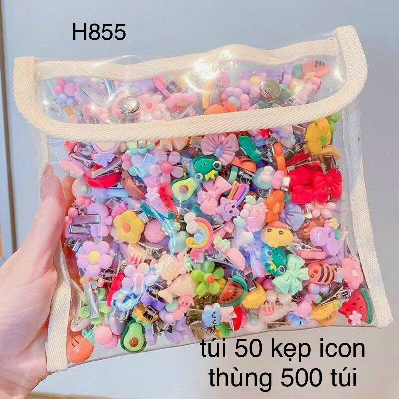 Túi 50 kẹp tóc cho bé siêu đáng yêu và dễ thương - có nhiều màu để bé lựa chọn- K517