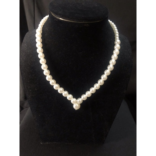 Vòng cổ tim hạt trai nhân tạo - 40cm