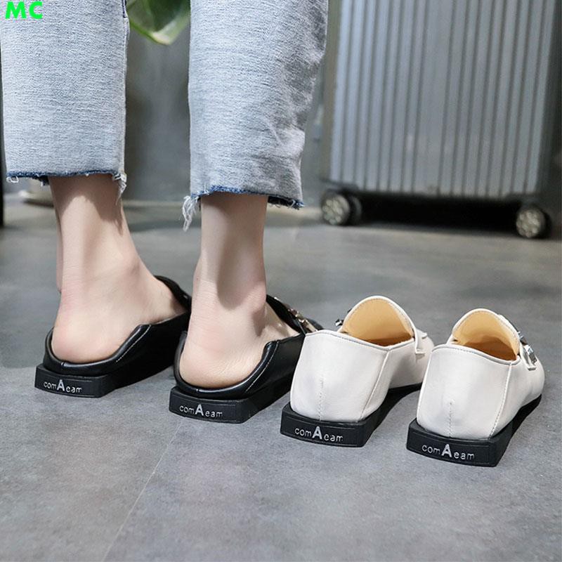 Giày Nữ Mũi Vuông Gót Thấp Thời Trang Hàn 2018