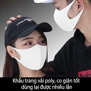 Khẩu trang vải kiểu Hàn Quốc tái sử dụng nhiều lần, chất liệu mềm mại - màu trắng