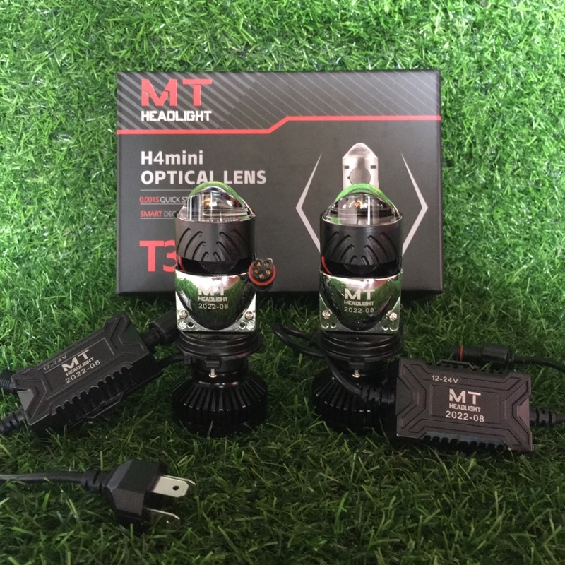 Đèn pha led bi cầu mini T3 chân H4, 50W có trợ pha