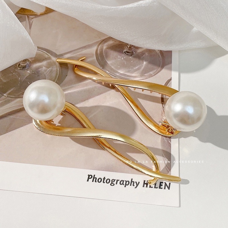 Kẹp Tóc Đính Ngọc Trai Bằng Hợp Kim Phong Cách Thời Trang Hàn Quốc