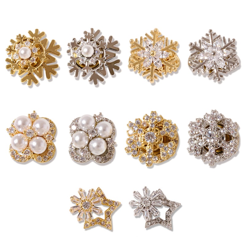 Phụ Kiện Trang Trí Móng Tay Hình Bông Tuyết Đính Đá Zircon DIY