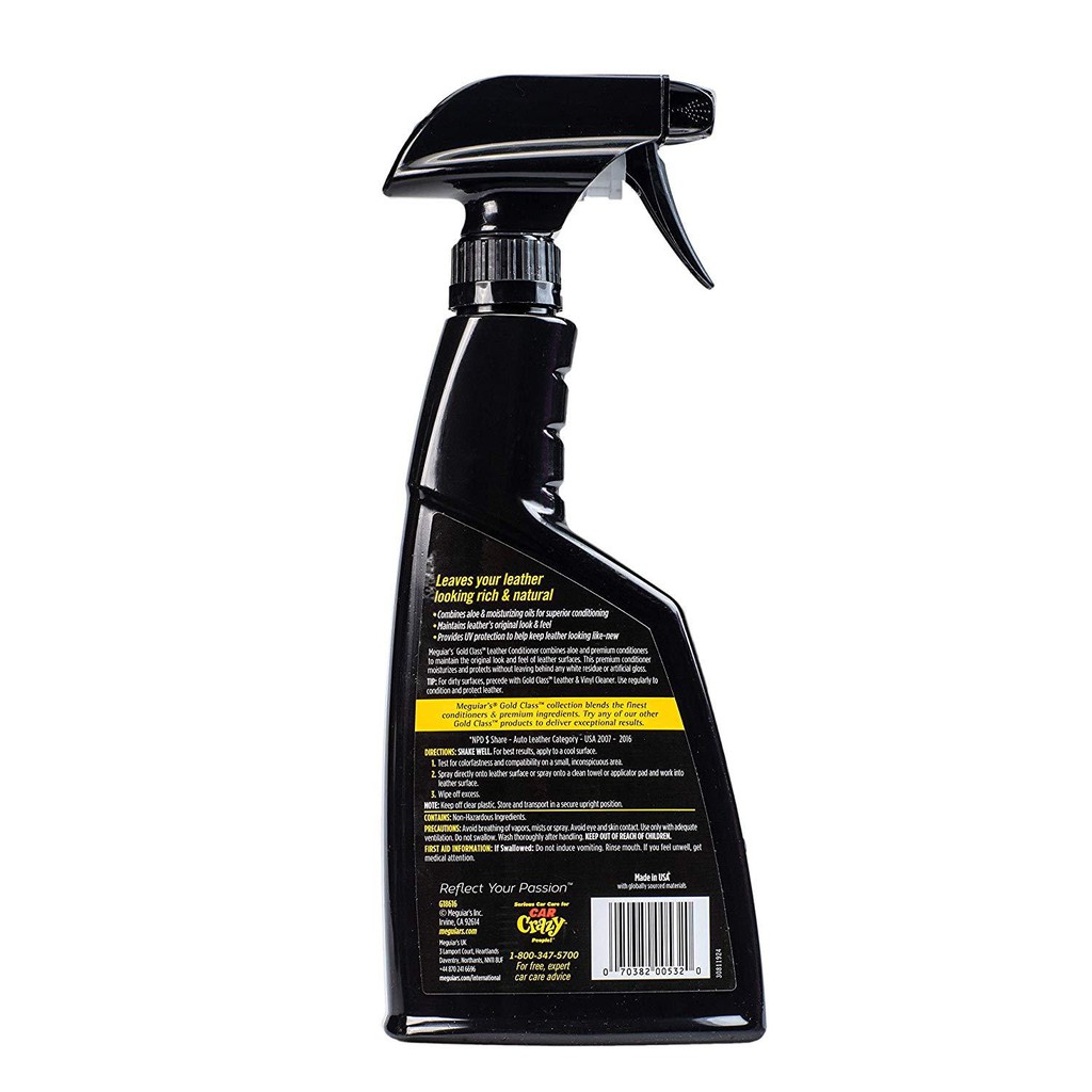 Meguiar's Dưỡng da xe hơi dạng xịt cầm tay tiện lợi - Gold Class Leather Conditioner - G18616, 16 oz/473 ml