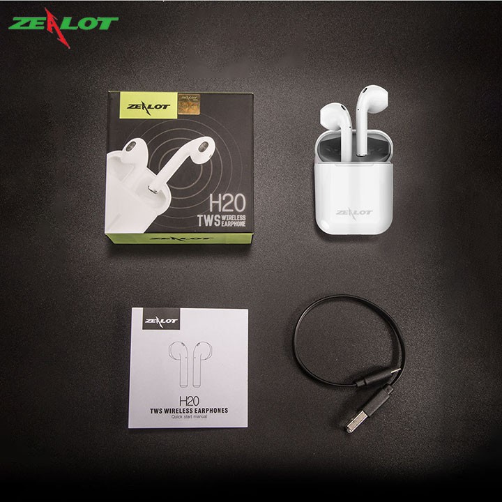 Tai nghe bluetooth không dây nhét tai Zealot cảm ứng 5.0 H20 chống mồ hôi dành cho cả nam và nữ, 1tai nghe kèm 1dock sạc