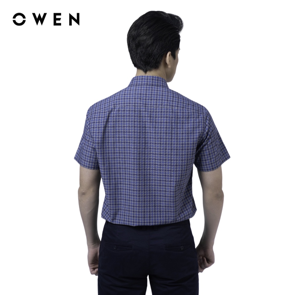 Áo sơ mi Nam ngắn tay Owen Bamboo Regular Fit Navy xám xanh - AR220049NT