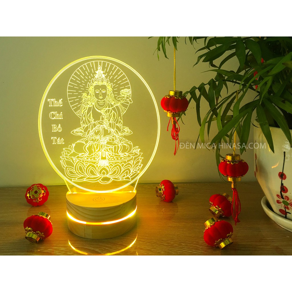 Đèn Phật Thế Chí Bồ Tát, Phật bản mệnh tuổi Ngọ cao 20cm 16 màu