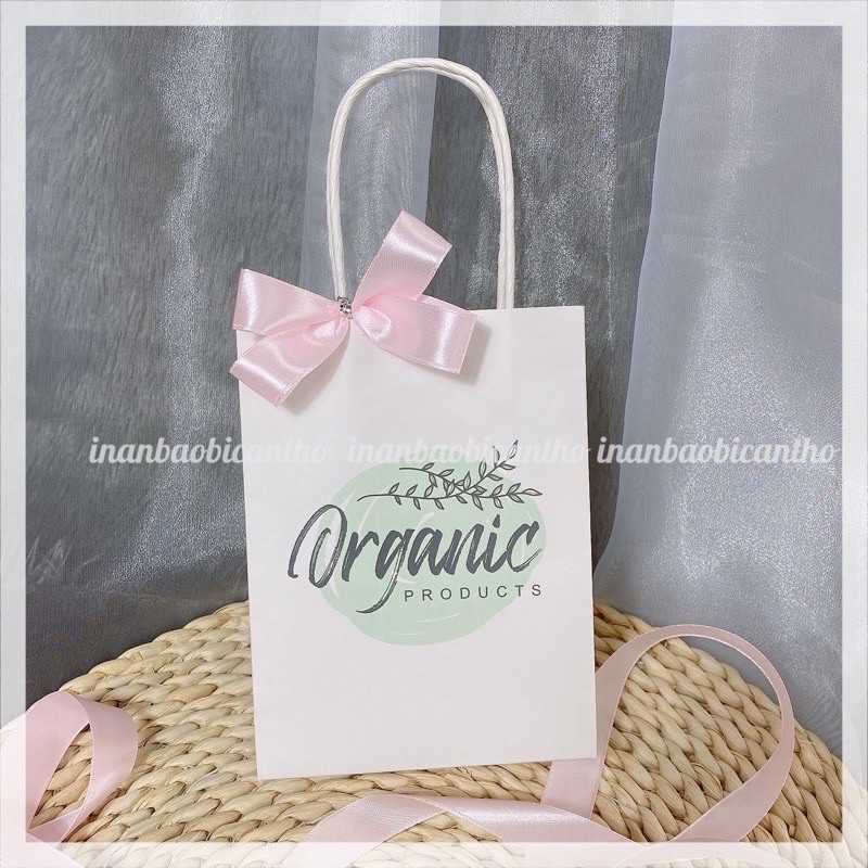 Combo 10 túi giấy ngang 12 cao 16 hong 6 cm tăng Nơ đựng mỹ phẩm | BigBuy360 - bigbuy360.vn