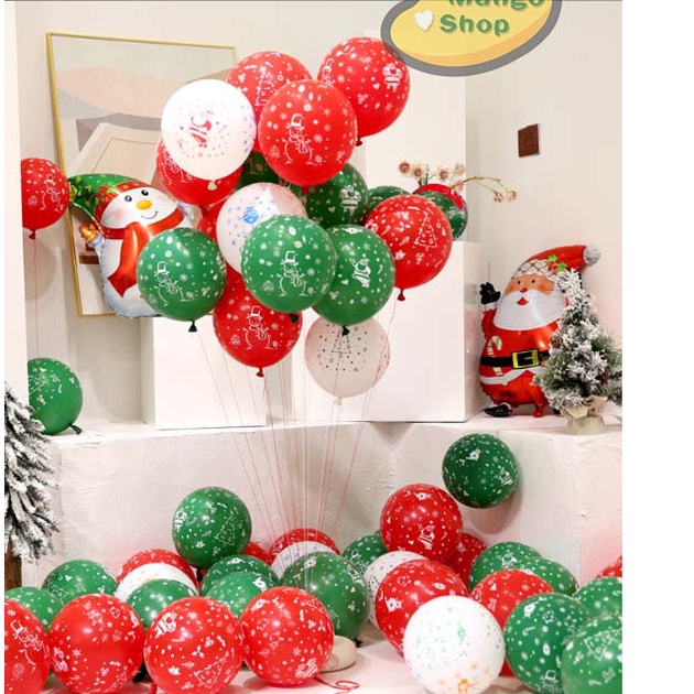 Set 50 Bong Bóng Bay Trang Trí Noel Giáng Sinh màu xanh đỏ