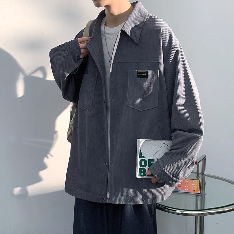 Sơ mi nhung tăm mix túi ngực thêu logo form rộng unisex KPis Clothes sale 50% | BigBuy360 - bigbuy360.vn